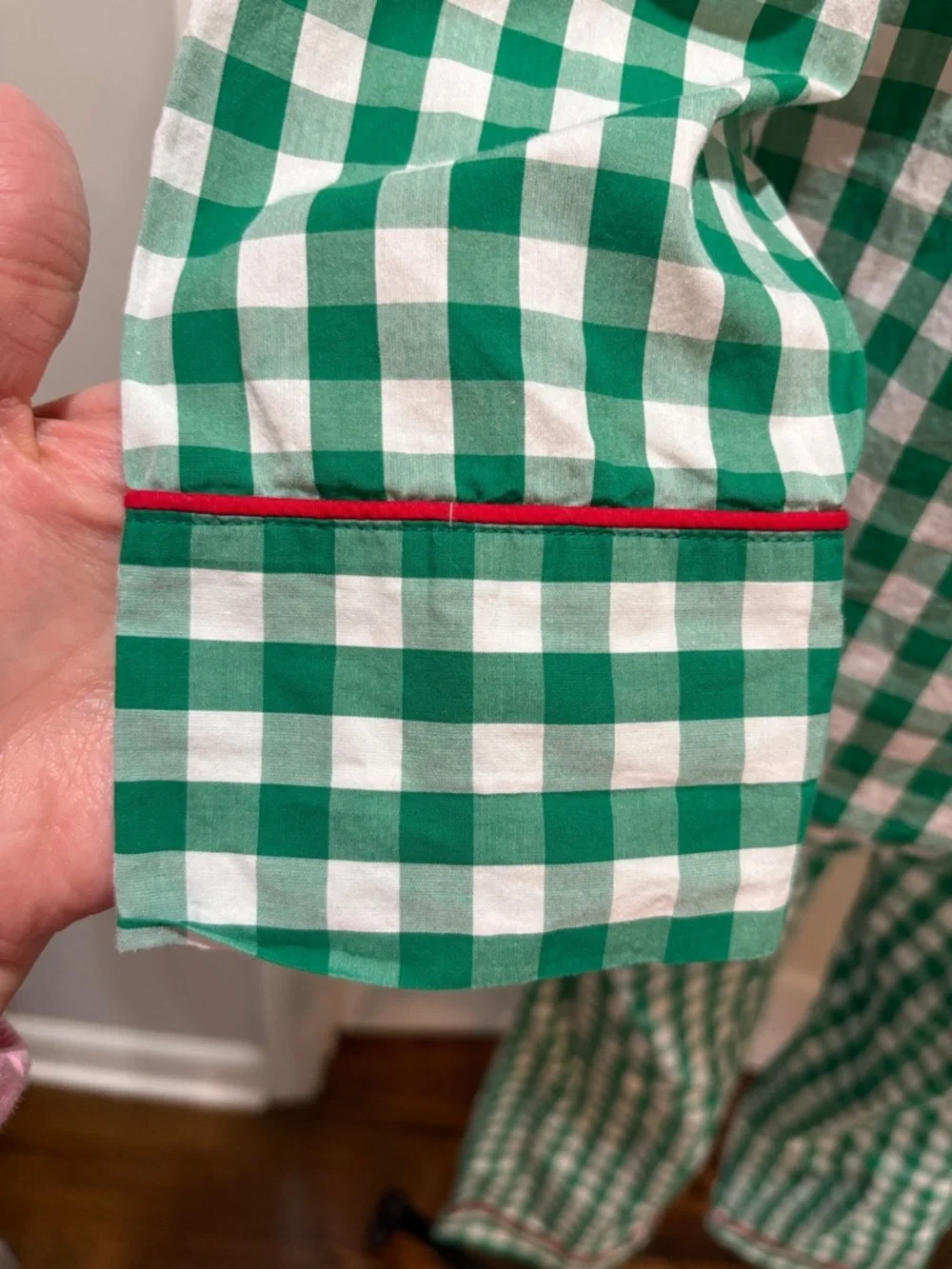 J Crew sz XS green and white gingham pajama set - Picture 5 of 10